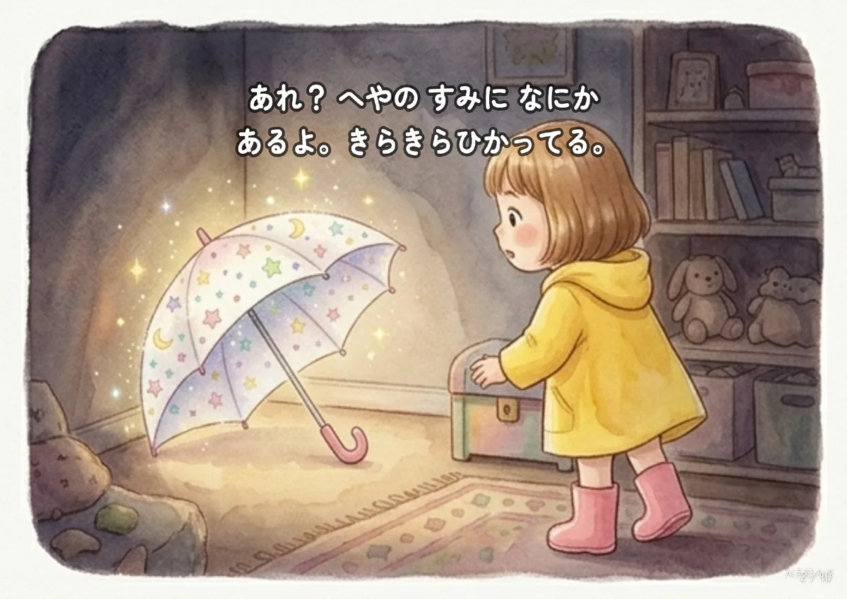 絵本「キラキラあめがさ」の本文ページ