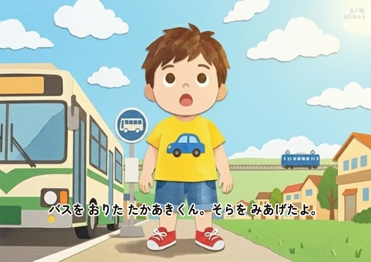 絵本「わくわくのりもの」の本文ページ